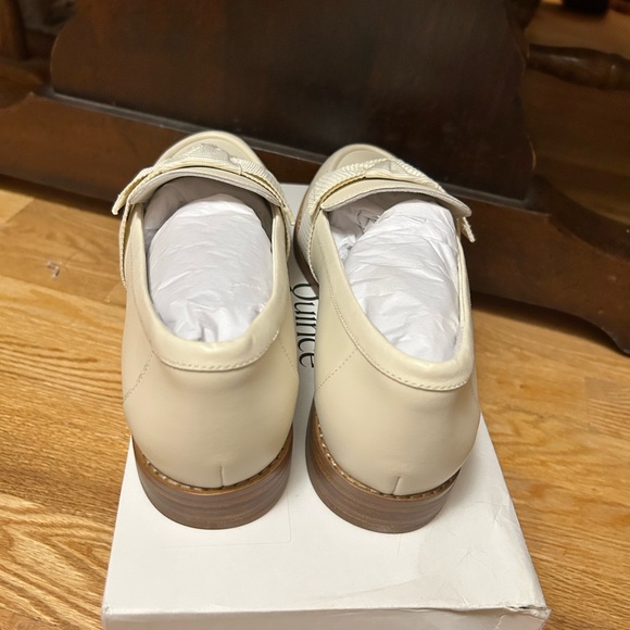 NEW Quince 9 Italian leather bow Elegant Cream Loafers - Picture 3 of 8